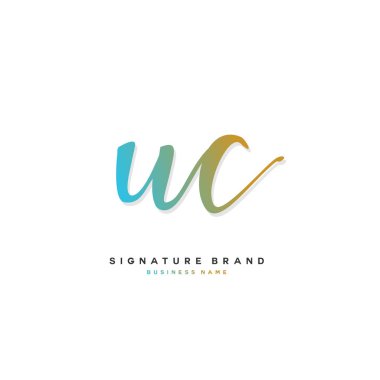 U C Uc İlk harf el yazısı ve imza logo tasarımı