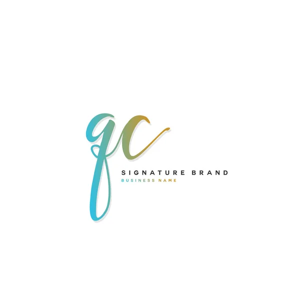 Q C QC Initial letter handwriting and signature logo concept design — Stock Vector