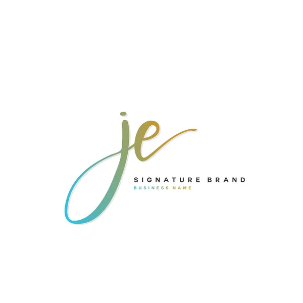 J E JE Initial letter handwriting and signature logo concept design — 스톡 벡터