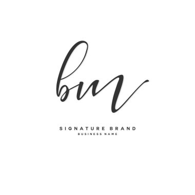 B M BM Initial letter handwriting and signature logo concept design