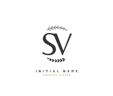 Sv S V Güzellik Vektörü ilk logosu, ilk imzadan oluşan el yazısı logosu, düğün, moda, mücevher, butik, çiçek ve botanik, herhangi bir şirket veya işletme için yaratıcı şablona sahip..