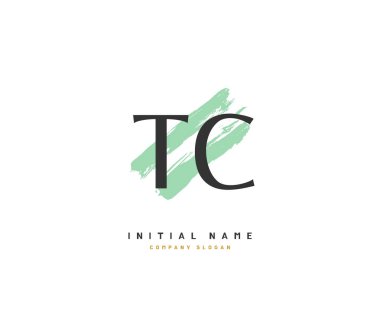 T C TC Beauty vector initial logo, handwriting logo of initial signature, wedding, fashion, jewerly, boutique, floral and botanical with creative template for any company or business. clipart