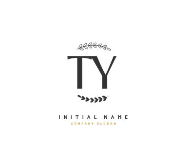 T Y Ty Güzellik Vektörü ilk logosu, ilk imzadan oluşan el yazısı logosu, düğün, moda, mücevher, butik, çiçek ve botanik, herhangi bir şirket veya işletme için yaratıcı şablona sahip..