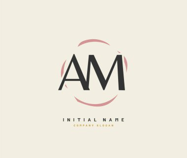 A M AM Beauty vector initial logo, handwriting logo of initial signature, wedding, fashion, jewerly, boutique, floral and botanical with creative template for any company or business.