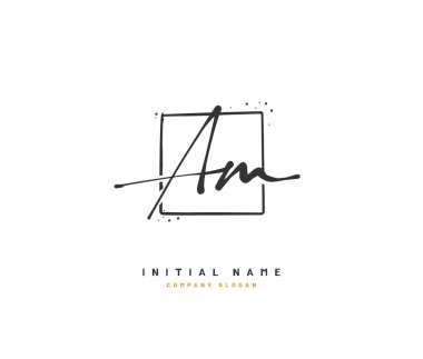 A M AM Beauty vector initial logo, handwriting logo of initial signature, wedding, fashion, jewerly, boutique, floral and botanical with creative template for any company or business.