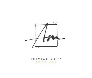 A M AM Beauty vector initial logo, handwriting logo of initial signature, wedding, fashion, jewerly, boutique, floral and botanical with creative template for any company or business. clipart
