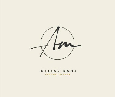 A M AM Beauty vector initial logo, handwriting logo of initial signature, wedding, fashion, jewerly, boutique, floral and botanical with creative template for any company or business.