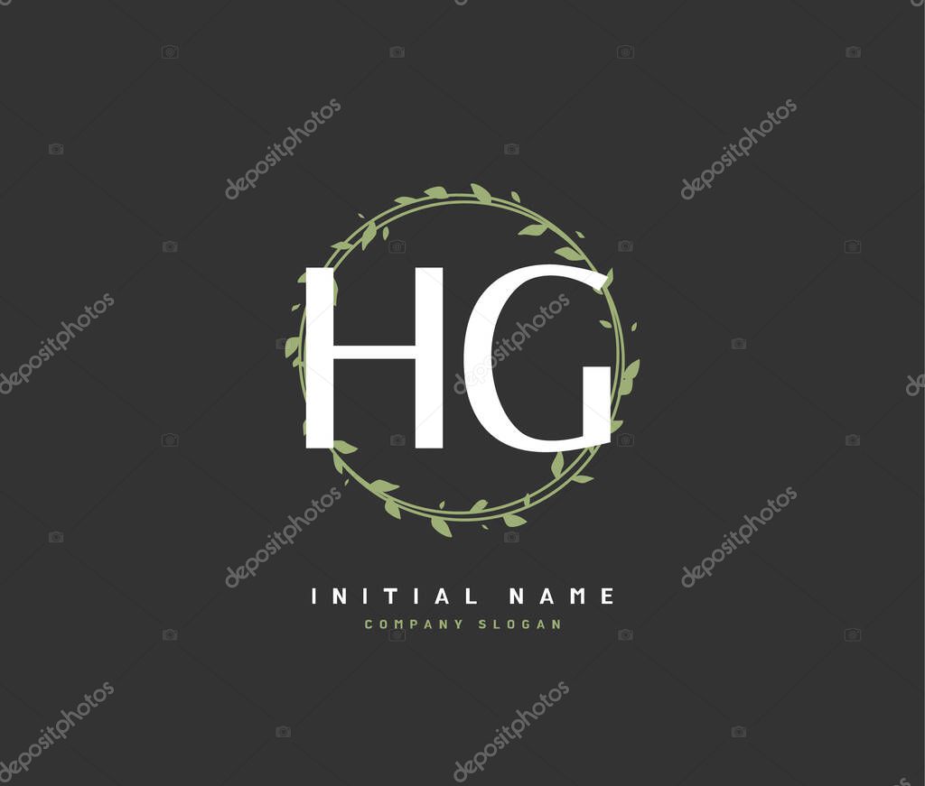 H G HG Beauty vector initial logo, handwriting logo of initial signature, wedding, fashion, jewerly, boutique, floral and botanical with creative template for any company or business.