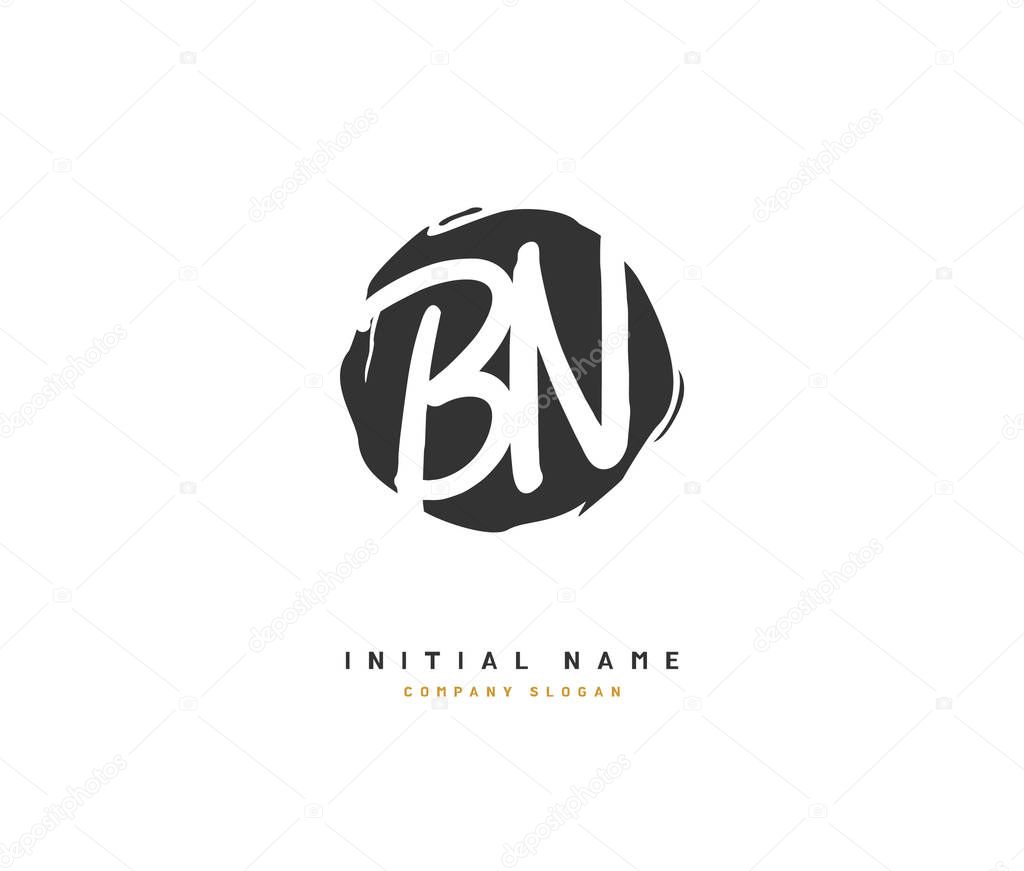 B N BN Beauty vector initial logo, handwriting logo of initial signature, wedding, fashion, jewerly, boutique, floral and botanical with creative template for any company or business.