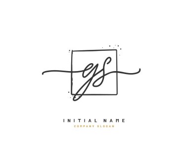 G S G G 'nin ilk logosu, ilk imzadan oluşan el yazısı logosu, düğün, moda, mücevher, butik, çiçek ve botanik, herhangi bir şirket veya işletme için yaratıcı şablona sahip..