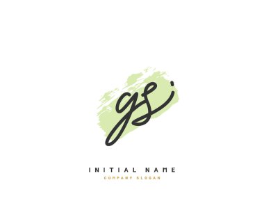 G S G G 'nin ilk logosu, ilk imzadan oluşan el yazısı logosu, düğün, moda, mücevher, butik, çiçek ve botanik, herhangi bir şirket veya işletme için yaratıcı şablona sahip..