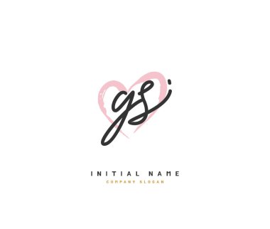G S G G 'nin ilk logosu, ilk imzadan oluşan el yazısı logosu, düğün, moda, mücevher, butik, çiçek ve botanik, herhangi bir şirket veya işletme için yaratıcı şablona sahip..