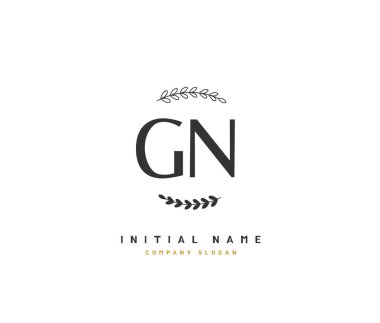 G N Gn Güzellik Vektörü ilk logosu, ilk imzadan oluşan el yazısı logosu, düğün, moda, mücevher, butik, çiçek ve botanik, herhangi bir şirket veya işletme için yaratıcı şablona sahip..