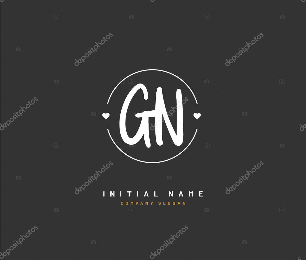 G N GN Beauty vector initial logo, handwriting logo of initial signature, wedding, fashion, jewerly, boutique, floral and botanical with creative template for any company or business.