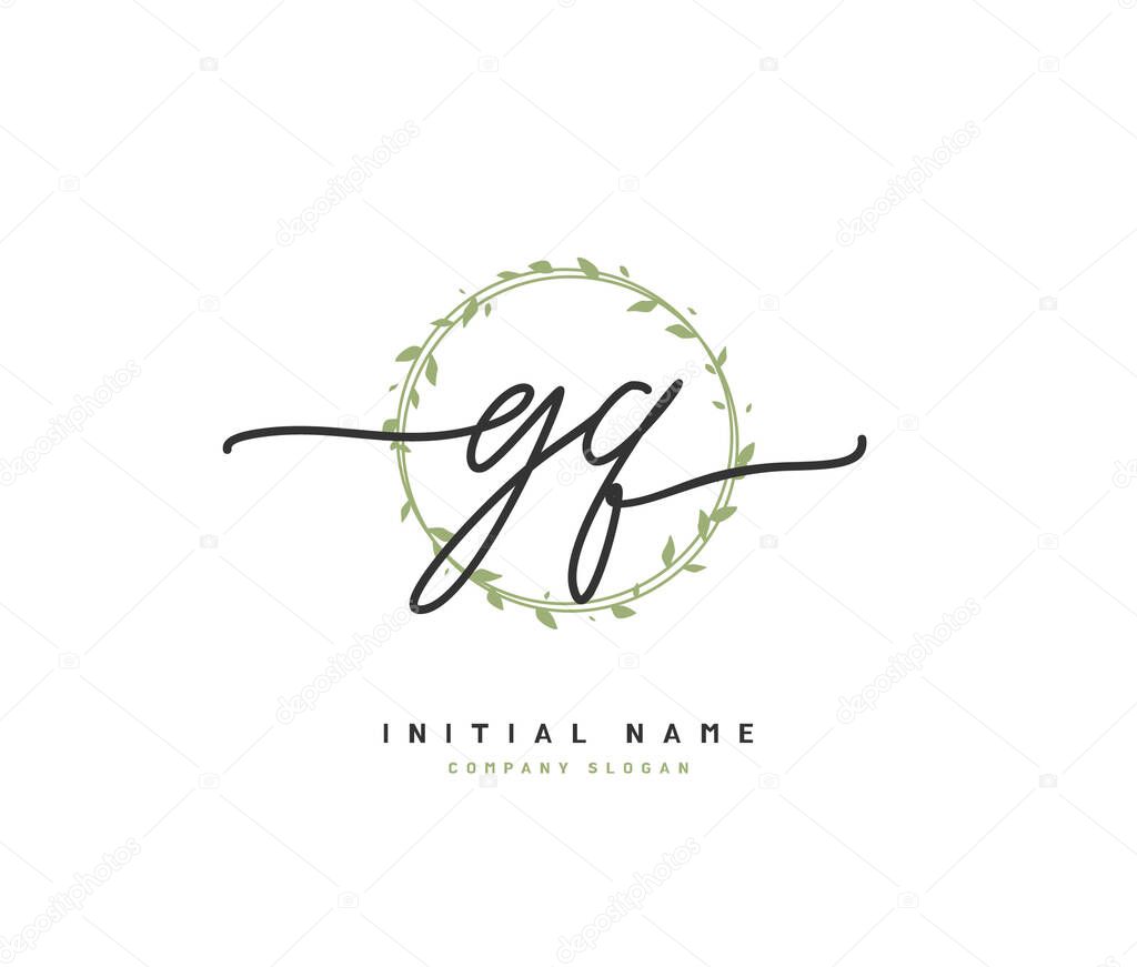 G Q GQ Beauty vector initial logo, handwriting logo of initial signature, wedding, fashion, jewerly, boutique, floral and botanical with creative template for any company or business.