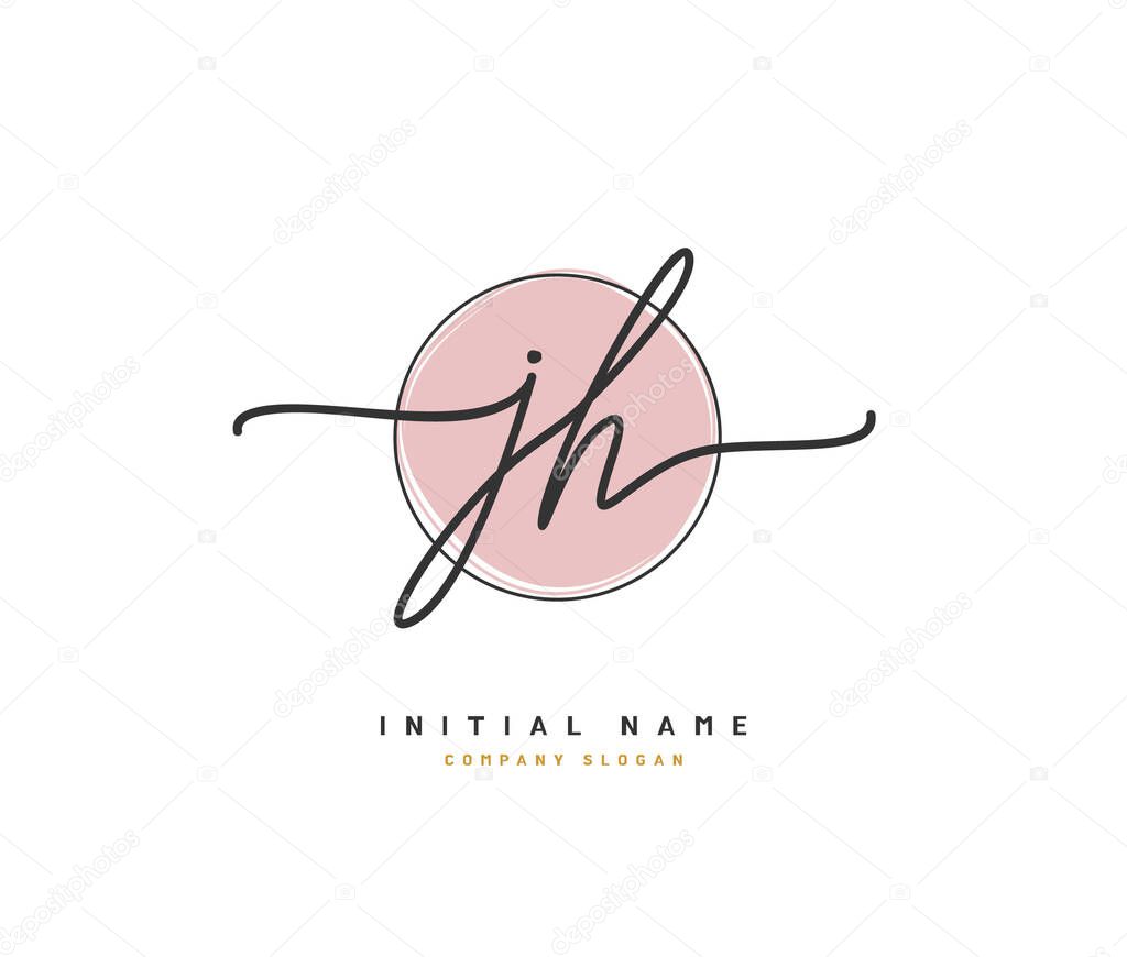 J H JH Beauty vector initial logo, handwriting logo of initial signature, wedding, fashion, jewerly, boutique, floral and botanical with creative template for any company or business.