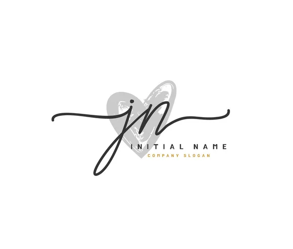 Beauty Vector Logo Inicial Logotipo Escritura Mano Firma Inicial Boda — Vector de stock