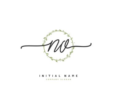No O NO Beauty vektör ilk logo, el yazısı ilk imza, düğün, moda, mücevher, butik, çiçek ve botanik herhangi bir şirket veya işletme için yaratıcı şablon ile.