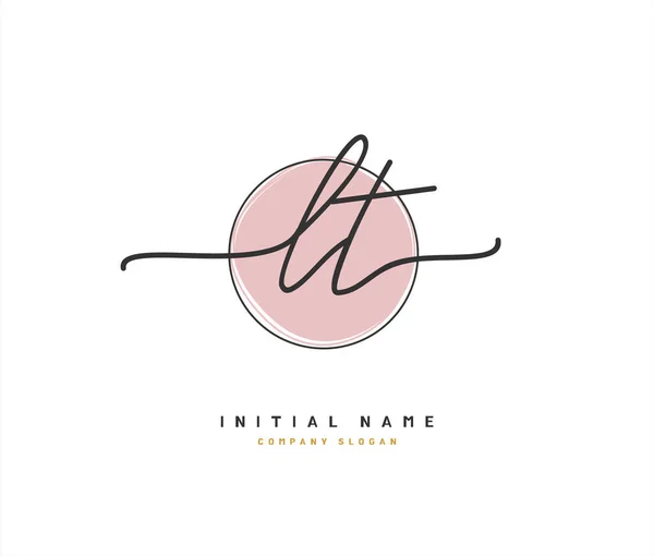 Beauty Vector Initiaal Logo Handschrift Logo Van Eerste Handtekening Bruiloft — Stockvector