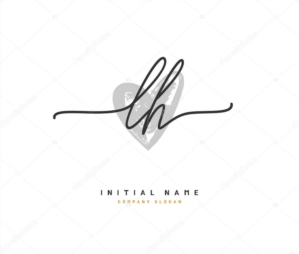 L H LH Beauty vector initial logo, handwriting logo of initial signature, wedding, fashion, jewerly, boutique, floral and botanical with creative template for any company or business.