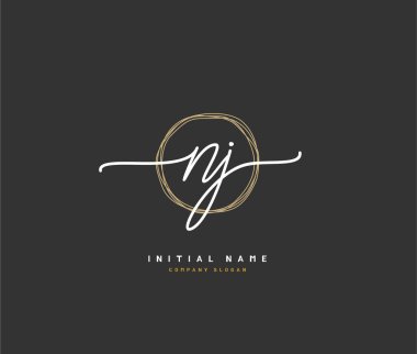 N J NJ Beauty vector initial logo, handwriting logo of initial signature, wedding, fashion, jewerly, boutique, floral and botanical with creative template for any company or business. clipart
