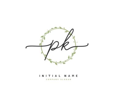 P K Pk Beauty vektör ilk logosu, ilk imzadan oluşan el yazısı logosu, düğün, moda, mücevher, butik, çiçek ve botanik, herhangi bir şirket veya işletme için yaratıcı şablona sahip..