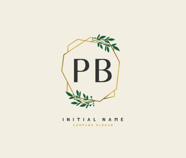 P B PB Beauty vector initial logo, handwriting logo of initial signature, wedding, fashion, jewerly, boutique, floral and botanical with creative template for any company or business.