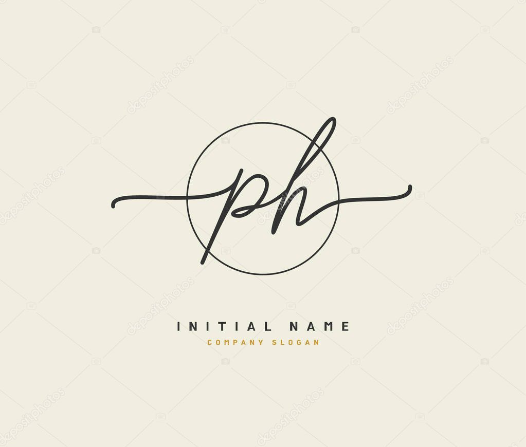 P H PH Beauty vector initial logo, handwriting logo of initial signature, wedding, fashion, jewerly, boutique, floral and botanical with creative template for any company or business.