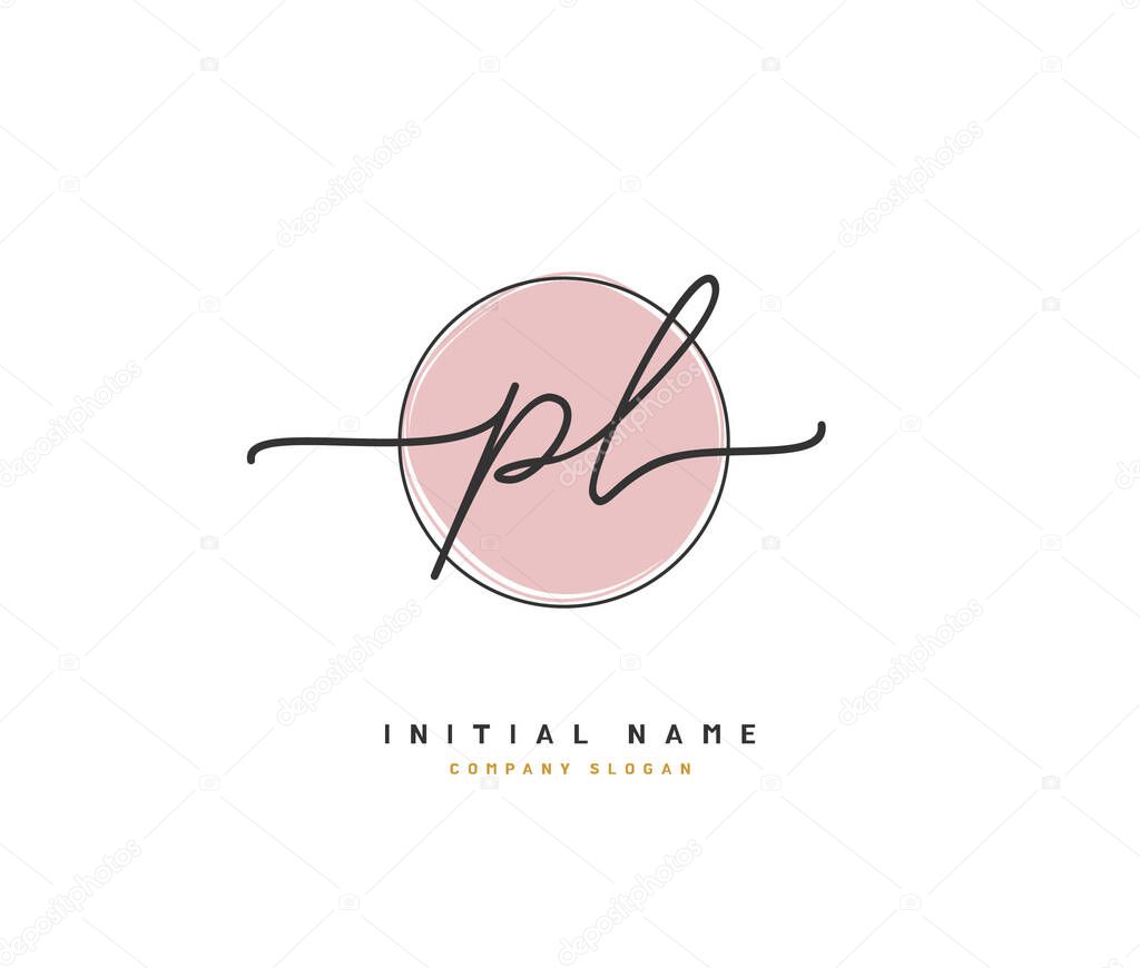 P L PL Beauty vector initial logo, handwriting logo of initial signature, wedding, fashion, jewerly, boutique, floral and botanical with creative template for any company or business.