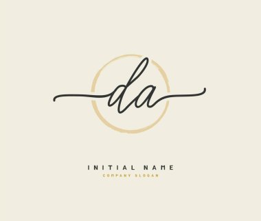 D A Da Beauty vektör ilk logosu, ilk imzadan oluşan el yazısı logosu, düğün, moda, mücevher, butik, çiçek ve botanik, herhangi bir şirket veya işletme için yaratıcı şablona sahip..
