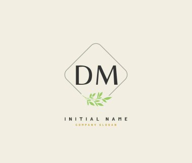 D M DM Beauty vector initial logo, handwriting logo of initial signature, wedding, fashion, jewerly, boutique, floral and botanical with creative template for any company or business.
