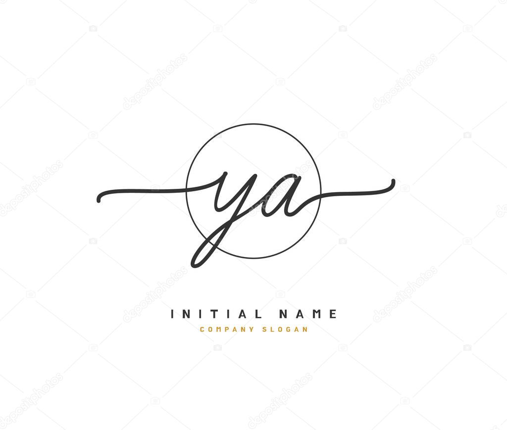 Y A YA Beauty vector initial logo, handwriting logo of initial signature, wedding, fashion, jewerly, boutique, floral and botanical with creative template for any company or business.