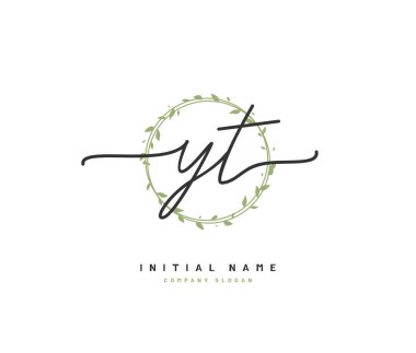 Y T YT Güzellik Vektörü ilk logosu, ilk imzadan oluşan el yazısı logosu, düğün, moda, mücevher, butik, çiçek ve botanik, herhangi bir şirket veya işletme için yaratıcı şablona sahip..