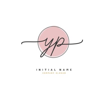 Y P YP ilk logosu, ilk imzadan oluşan el yazısı logosu, düğün, moda, mücevher, butik, çiçek ve botanik, herhangi bir şirket veya işletme için yaratıcı şablona sahip..