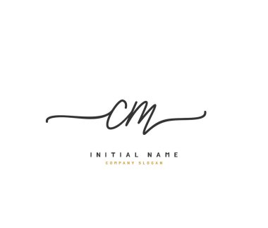 C M CM Beauty vector initial logo, handwriting logo of initial signature, wedding, fashion, jewerly, boutique, floral and botanical with creative template for any company or business.