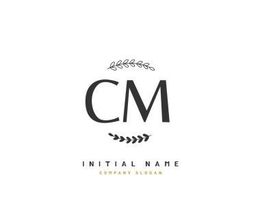 C M CM Beauty vector initial logo, handwriting logo of initial signature, wedding, fashion, jewerly, boutique, floral and botanical with creative template for any company or business.