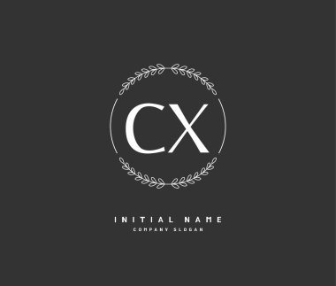 C X CX güzellik vektörü ilk logosu, ilk imzadan oluşan el yazısı logosu, düğün, moda, mücevher, butik, çiçek ve botanik, herhangi bir şirket veya işletme için yaratıcı şablona sahip..