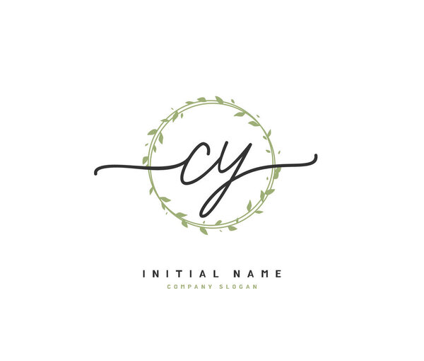 C Y CY Beauty vector initial logo, handwriting logo of initial signature, wedding, fashion, jewerly, boutique, floral and botanical with creative template for any company or business.