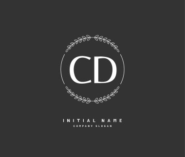 CD C D ilk logo, el yazısı logosu, ilk imza, düğün, moda, mücevher, butik, çiçek ve botanik, herhangi bir şirket veya işletme için yaratıcı şablona sahip..