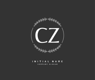 C Z CZ güzellik vektörü ilk logosu, ilk imzadan oluşan el yazısı logosu, düğün, moda, mücevher, butik, çiçek ve botanik, herhangi bir şirket veya işletme için yaratıcı şablona sahip..