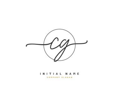 C G CG ilk logosu, ilk imzadan oluşan el yazısı logosu, düğün, moda, mücevher, butik, çiçek ve botanik, herhangi bir şirket veya işletme için yaratıcı şablona sahip..