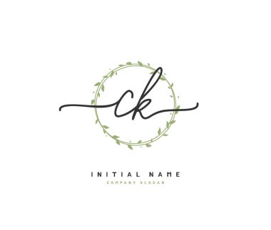 C K CK Beauty vector initial logo, handwriting logo of initial signature, wedding, fashion, jewerly, boutique, floral and botanical with creative template for any company or business. clipart