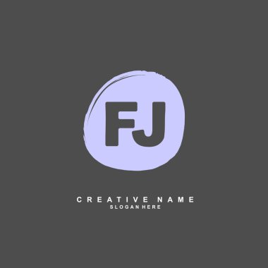 F J Fj İlk logo şablonu vektörü. Harf logosu kavramı