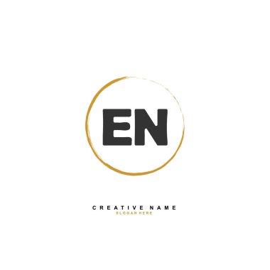 E N En İlk logo şablonu vektörü. Harf logosu kavramı