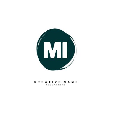 M Mi İlk logo şablonu vektörü. Harf logosu kavramı