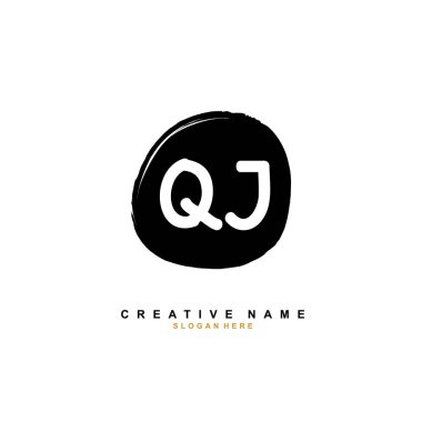 Q J Qj İlk logo şablonu vektörü. Harf logosu kavramı