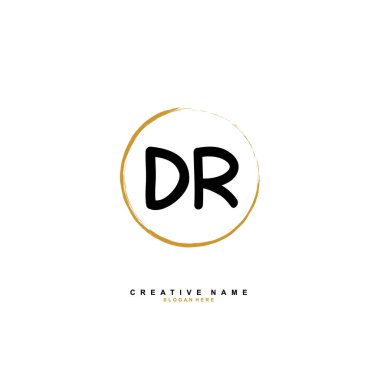 D R DR İlk logo şablonu vektörü. Harf logosu kavramı