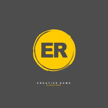 E R ER İlk logo şablonu vektörü. Harf logosu kavramı