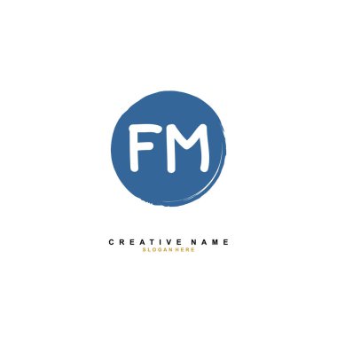 F M FM ilk logo şablonu vektörü. Harf logosu kavramı