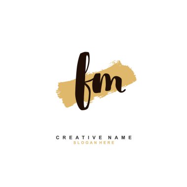 F M FM ilk logo şablonu vektörü. Harf logosu kavramı